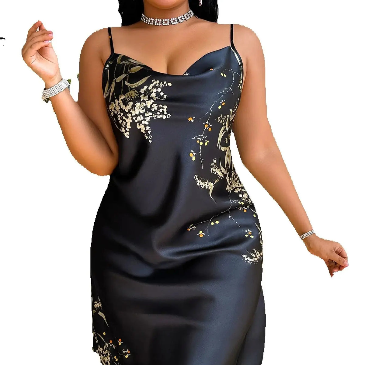 Vintage Cherry Print Ladies Nightdress Sexy Fashion Plus Size Women Pajamas