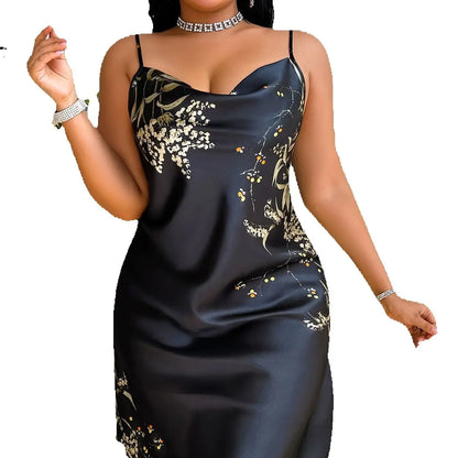 Vintage Cherry Print Ladies Nightdress Sexy Fashion Plus Size Women Pajamas