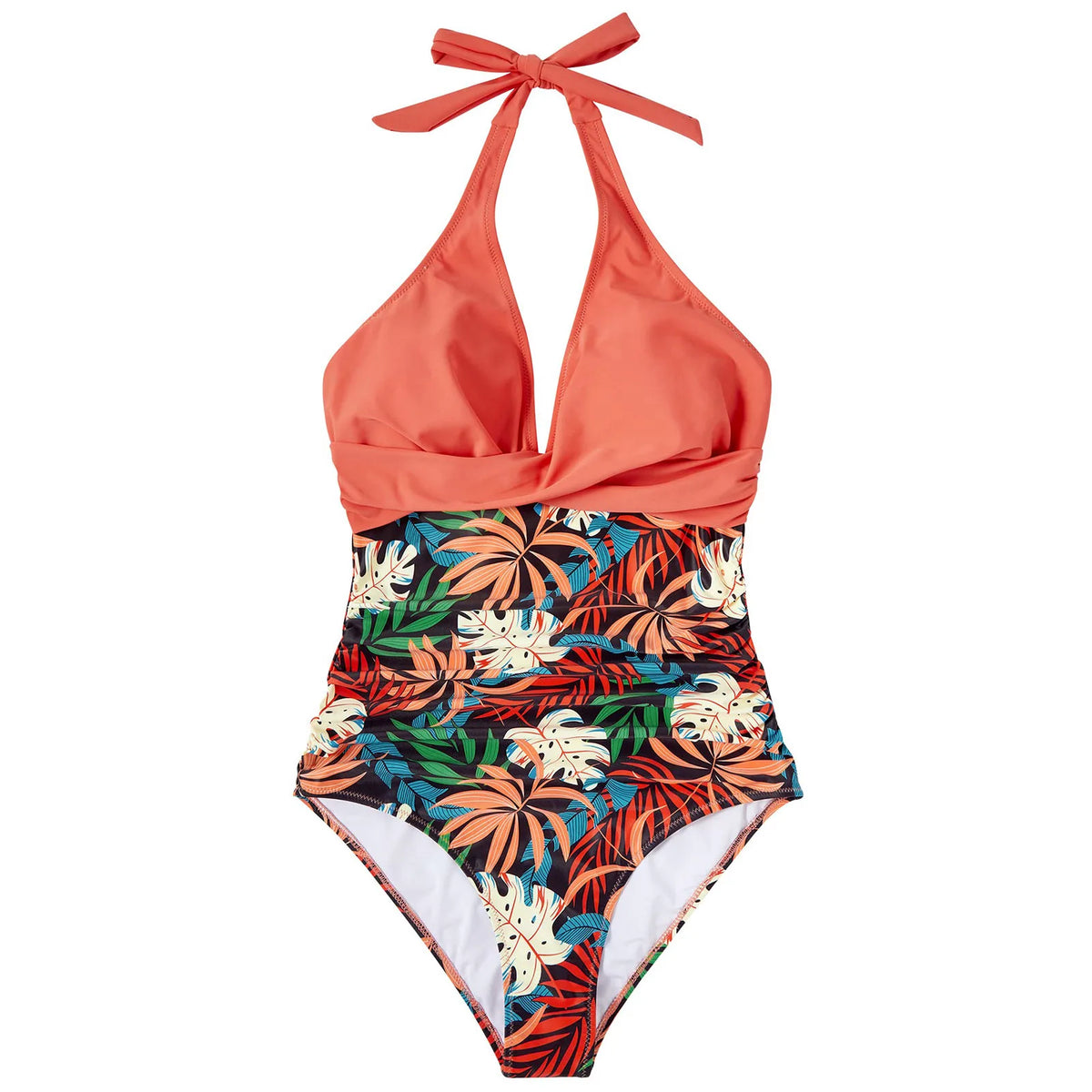 Summer Fashion New Beachwear Hot Print One Piece Swimsuit Women Sexy Pleated Bathing Suit Leopard Printed Bodysuit Bikini Set