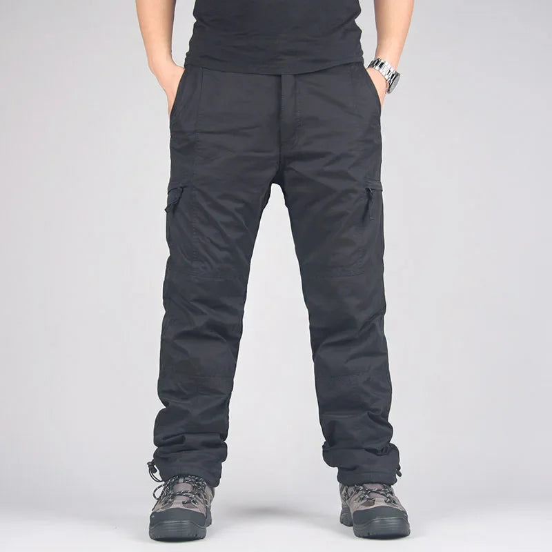 Pantaloni cargo in pile da uomo Pantaloni tattici in peluche invernale Pantaloni da jogging casual 3XL Pantaloni termici caldi da corsa coreani allentati