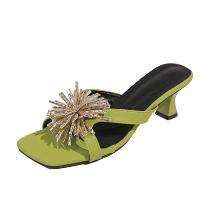 Damen-Sommersandalen 2026 Neue High-End-Outdoor-Trend-Strass-Sandalen mit klobigem Absatz