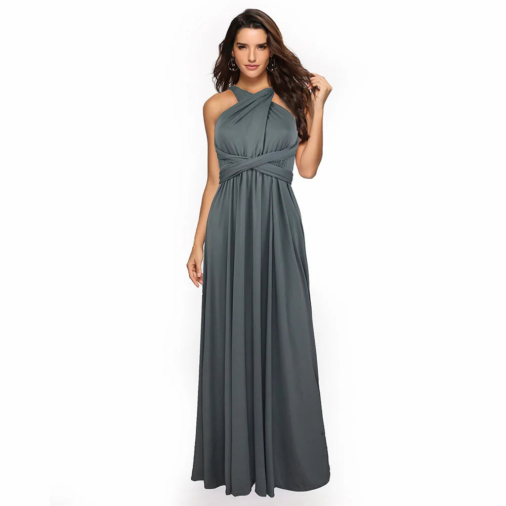 Abito formale da donna elegante da sera lungo con scollo a V profondo abito convertibile multistrato maxi abiti greci abito da festa di nozze
