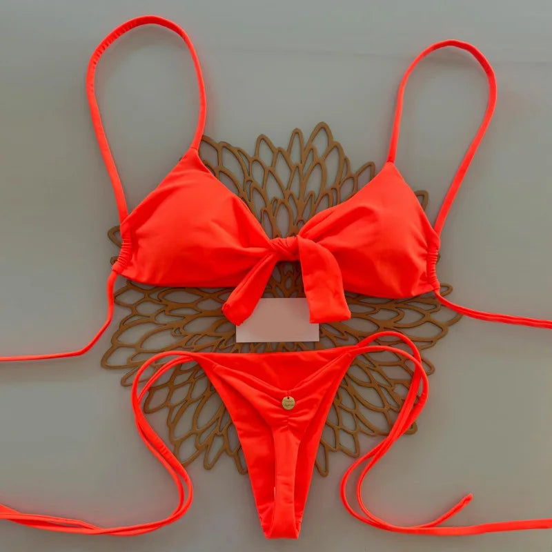 Nouveau maillot de bain fendu imprimé multicolore avec string sexy