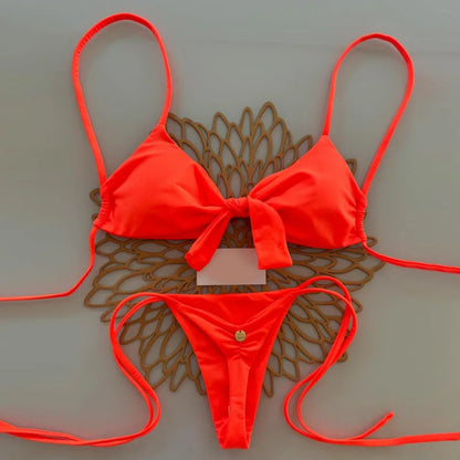 Nouveau maillot de bain fendu imprimé multicolore avec string sexy