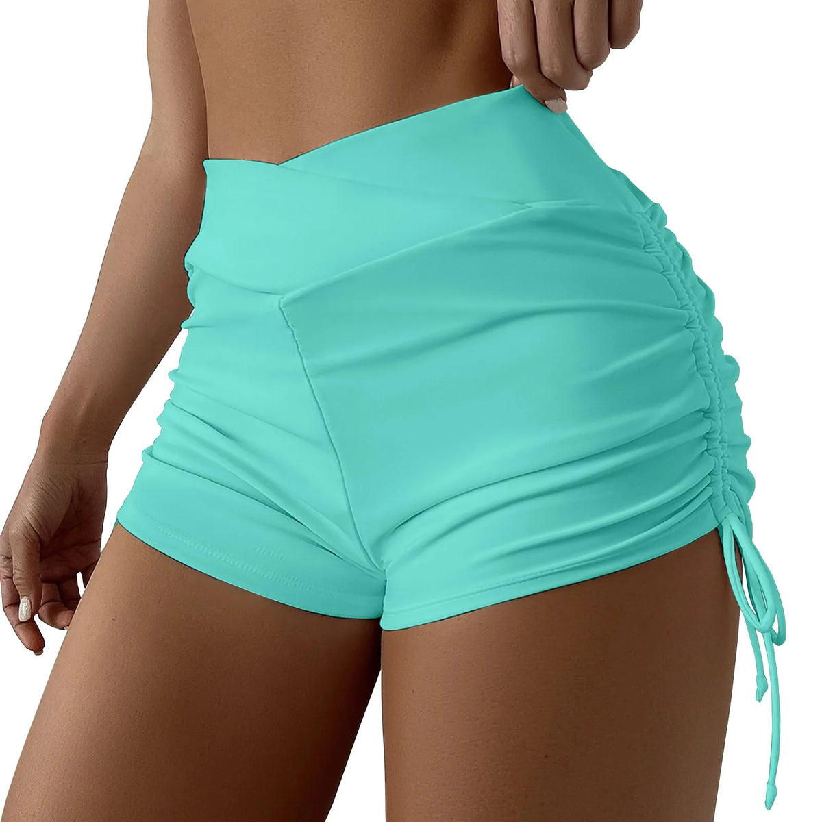 Pantaloni corti Costume da bagno bikini da donna Fondo costumi da bagno Cravatta laterale regolabile Costume da bagno Pantaloncini femminili solidi Vita media Estate