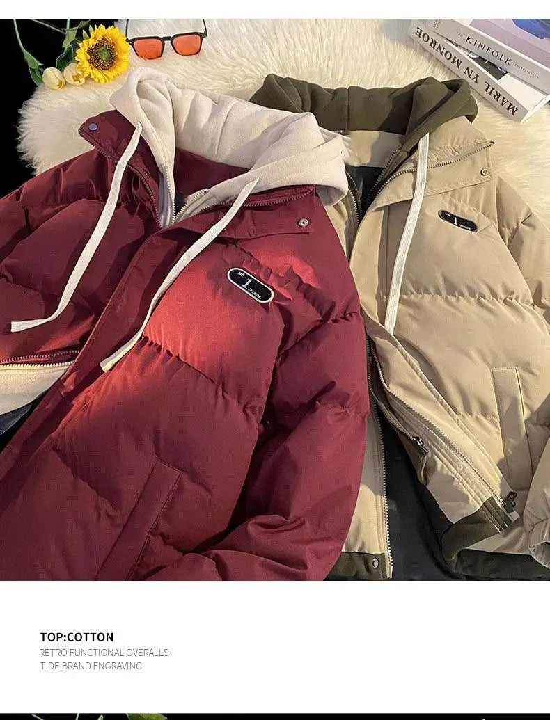 Nuova giacca invernale imbottita in cotone da donna, giacca in cotone con cappuccio in due pezzi Cappotto Parker imbottito in cotone caldo casual femminile