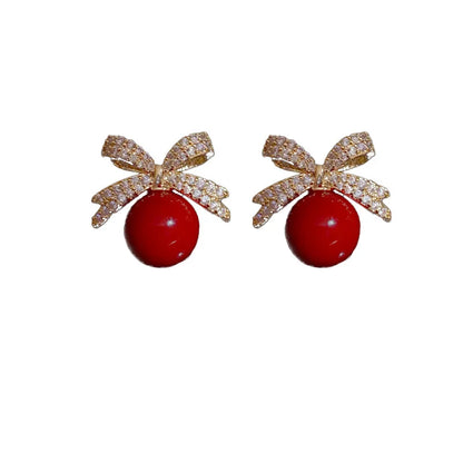 Orecchini a bottone con strass scintillanti e perle, gioielli di moda di lusso leggeri, regali per donne, matrimonio, compleanno