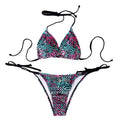 Two-Piece Women's Split Bikini Set Summer Strappy And Lace-Up Colorful Polka Dot Printed Lady's Bikini Beach Vacation Swimsuit