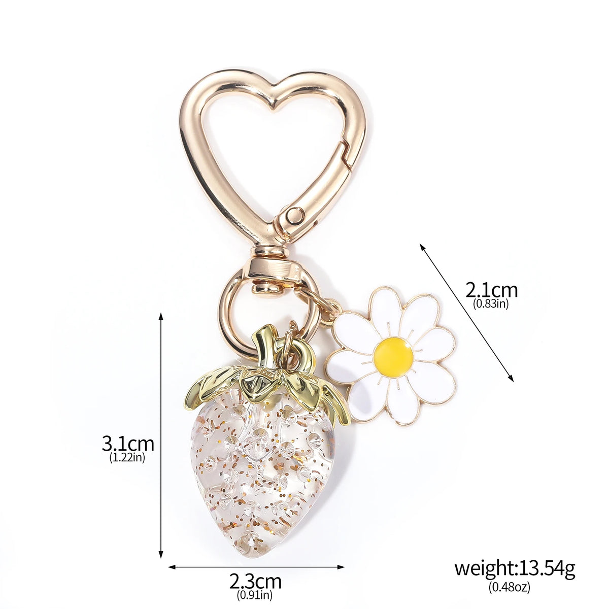 Simpatico portachiavi con ciondolo a forma di borsa con fragola, cuore Kawaii, fiore, margherita, portachiavi per donne, ragazze, borsa, ciondolo, accessori regalo