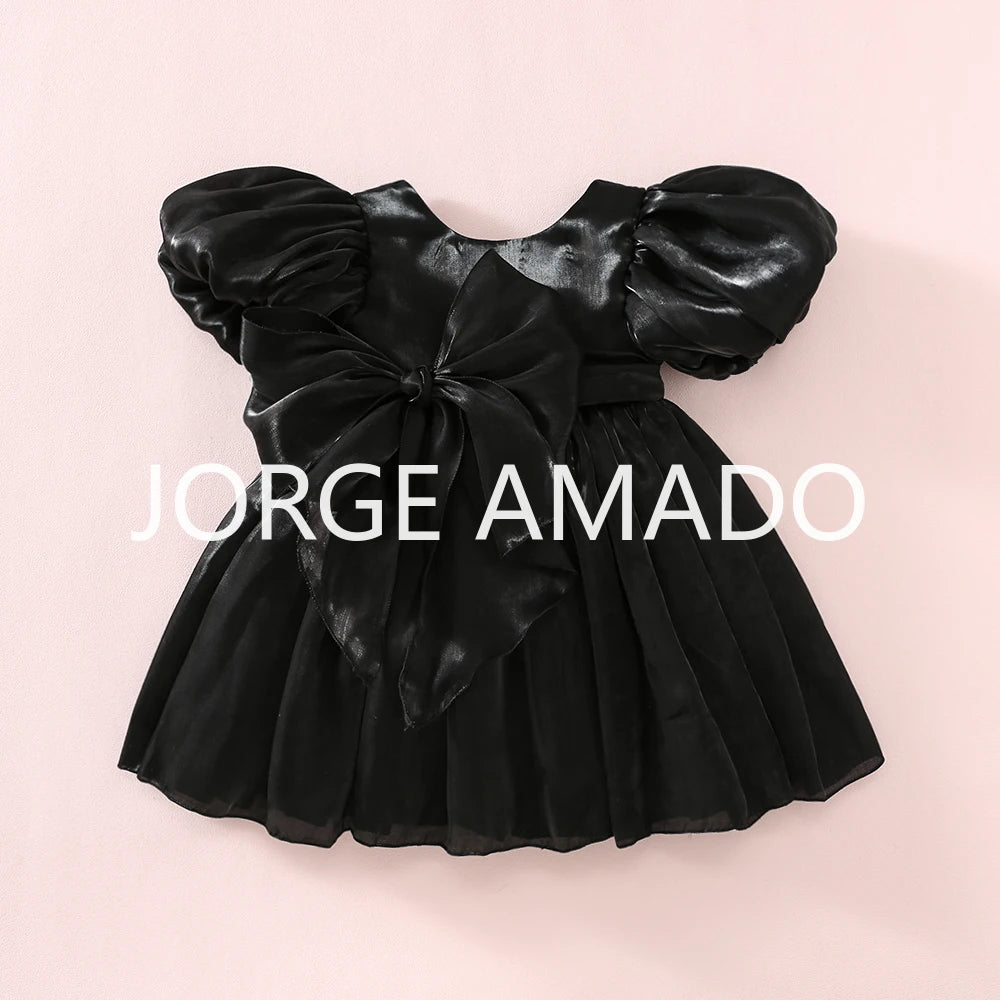Completi Estivi Coordinati per Gemelle, Body a Maniche Corte con Grande Fiocco, Abiti Principessa con Schiena Scoperta, Abbigliamento per Bambine H0404