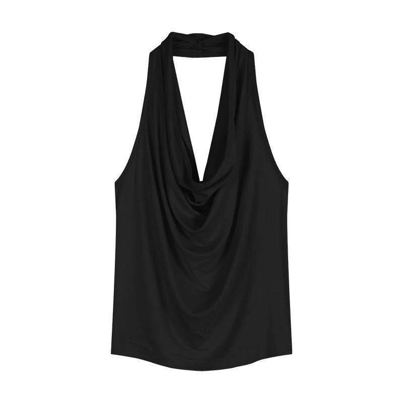 Summer Women Pure Desire Sexy Swing Collar Halter Sleeveless Slim Tank Top French Fashion Tank Top New 2025