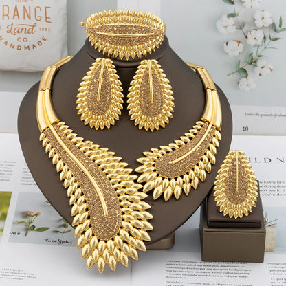 Parure de bijoux italienne, collier, boucles d'oreilles, bijoux pour femme, parure de bijoux de haute qualité