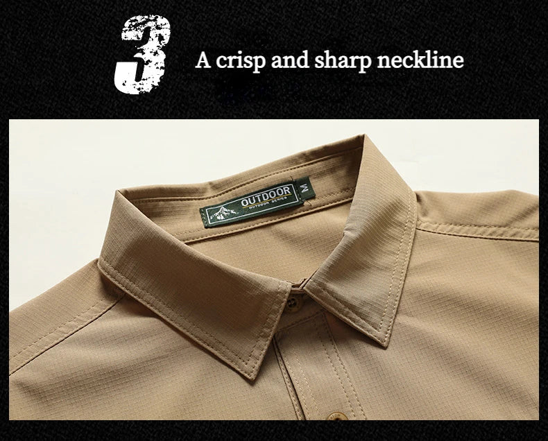Camicia a maniche lunghe da uomo primavera autunno Camicie da lavoro tattiche da uomo Top Camicie cargo da pesca per escursionismo multitasche da esterno ad asciugatura rapida