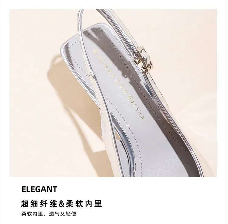 Damen Sandalen Sommer Damenschuhe Neu Spitze Zehenpartie Flache Schuhe Nude Rosa Diamanten Niedriger Absatz Slingback Schuhe Elegante Damenschuhe