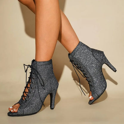 Sandales tendance de haute qualité pour femmes, talons hauts sexy, bout ouvert, chaussures de danse jazz confortables pour l'été et l'intérieur.