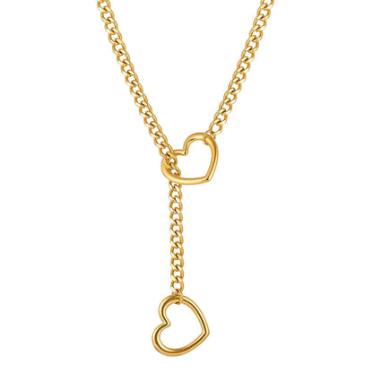 ZAKOL Collana a maglie cubane regolabile in acciaio inossidabile Collana a forma di Y con cuore cavo Accessori per feste in stile punk rock
