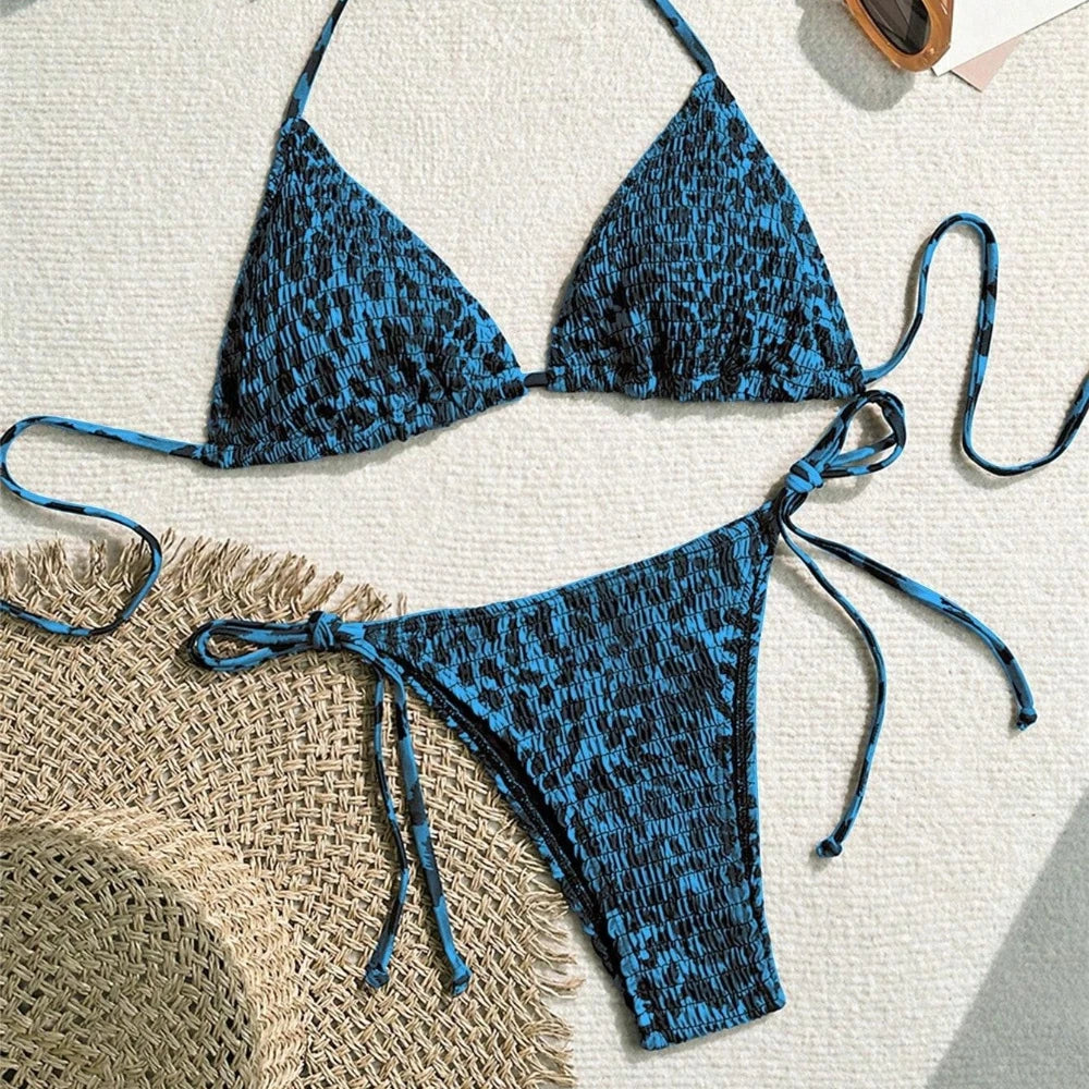 Maillot de bain imprimé bikini sexy femme, style été, col suspendu, mode haut de gamme, sport, plage, princesse, baignade