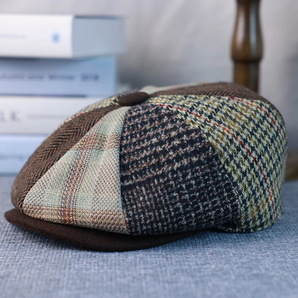 Primavera Autunno Inverno Uomo Classico Splicing Cappelli Ottagonali Retro British Newsboy Cap Gatsby Donna Uomo Berretti Berretto 005