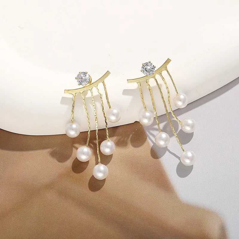 925 Ago D'argento Coreano Moda Perla Nappa Orecchini Per Le Donne Gioielli 2024 di Tendenza delle Nuove Donne di Lusso Zircone Orecchini di Perle