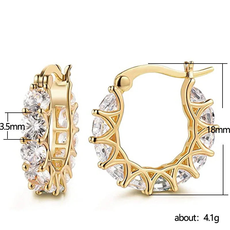 Huitan Orecchini a cerchio da donna unici intarsiati con zirconi brillanti Accessori speciali alla moda Gioielli per la festa nuziale quotidiana