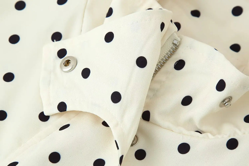 TARUXY Cappotto da giacca con stampa a pois alla moda Colletto alla coreana da donna Cappotto da lavoro a maniche lunghe Ins Hot Short Casual Giacche femminili