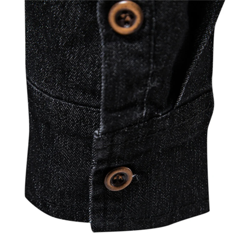 Camicia da uomo in denim di cotone elastico di marca AIOPESON Camicie da cowboy di qualità a maniche lunghe per uomo Abbigliamento casual da uomo slim fit