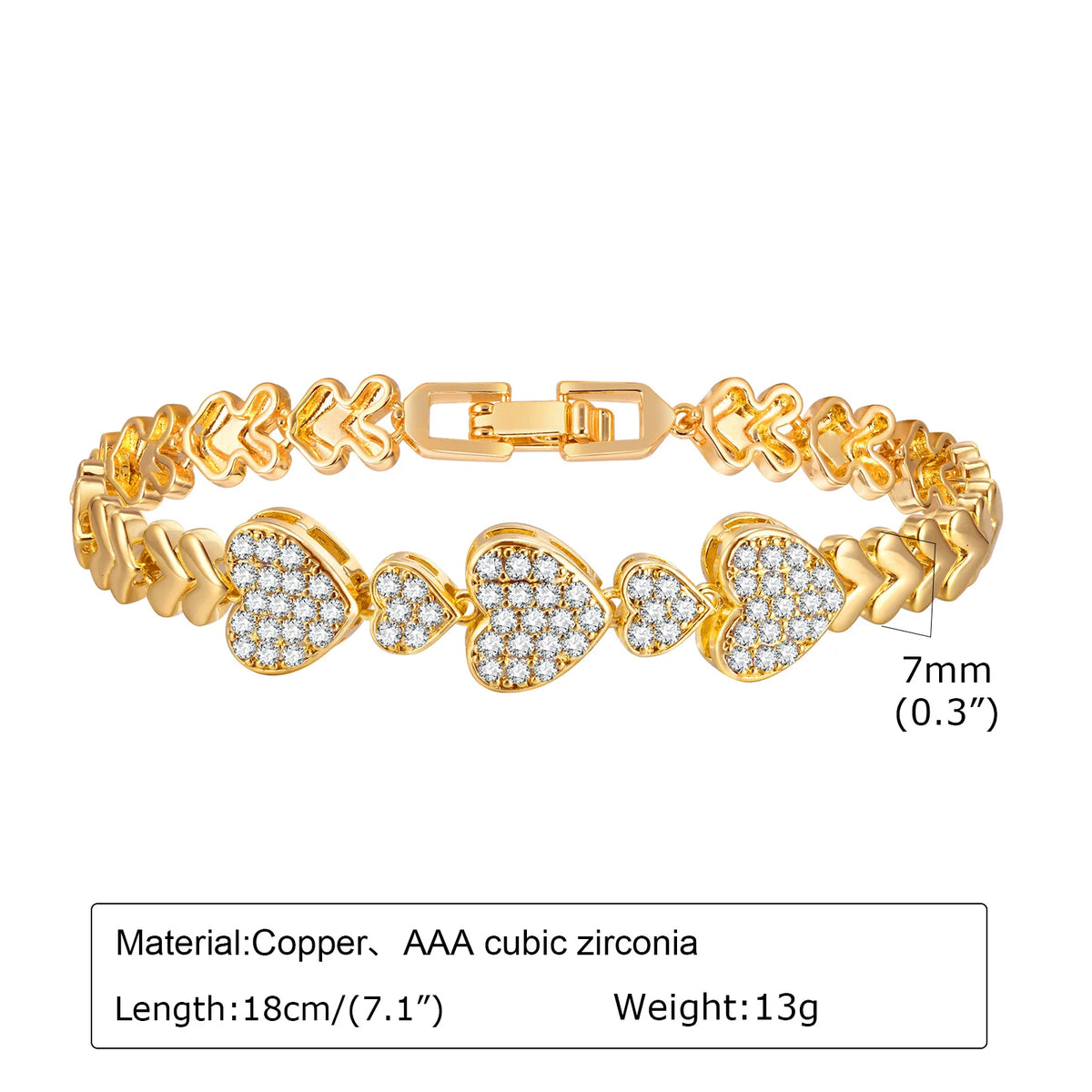 Bracciale a catena con graffetta Cinturino per orologio con zirconi placcati in oro 14 carati Collegamento grosso Gioielli impilabili regolabili per regalo per ragazza da donna