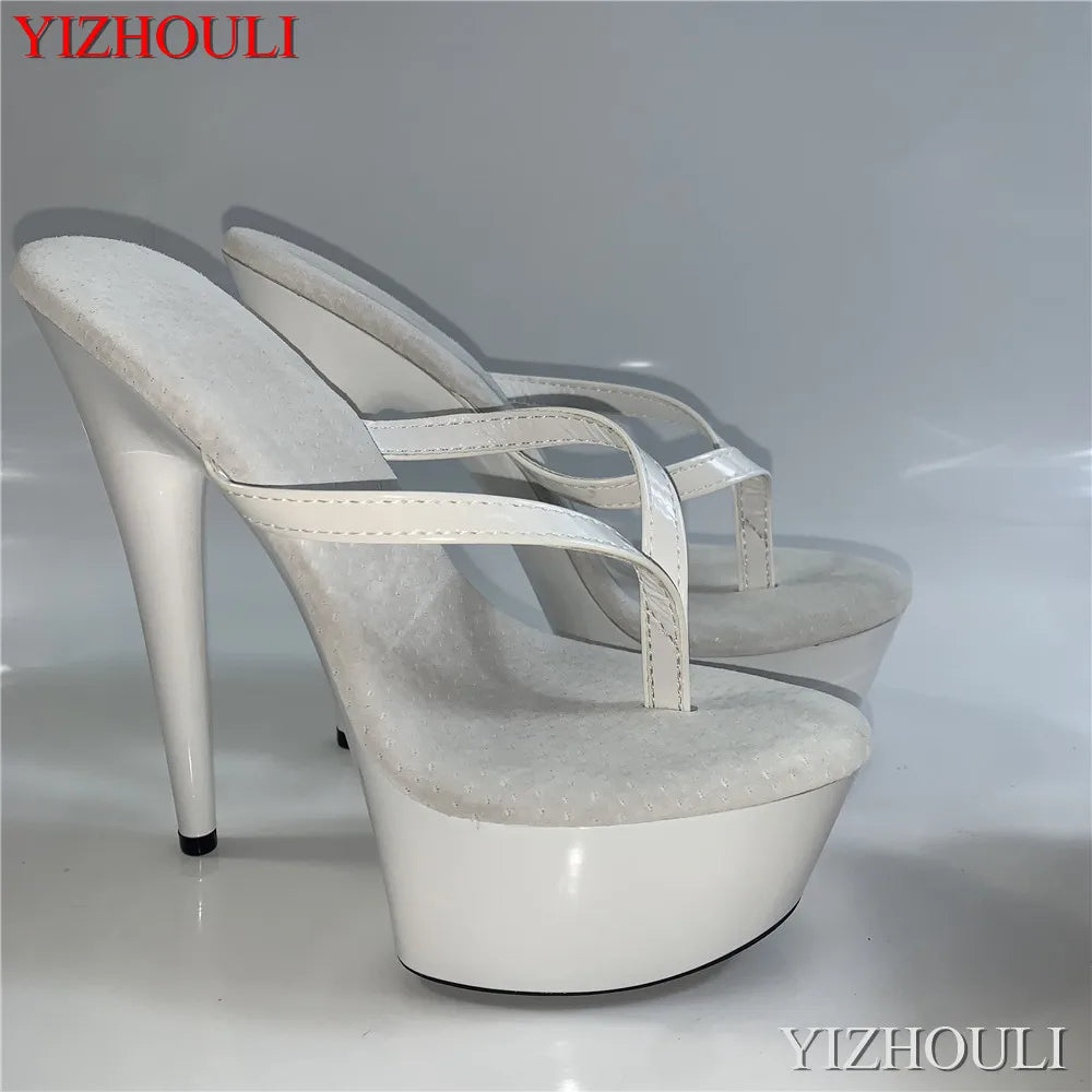 I colori alla moda possono essere personalizzati Infradito da principessa da 15-20 cm, tacchi da discoteca sexy, estate, pantofole a spillo da 6-8 pollici