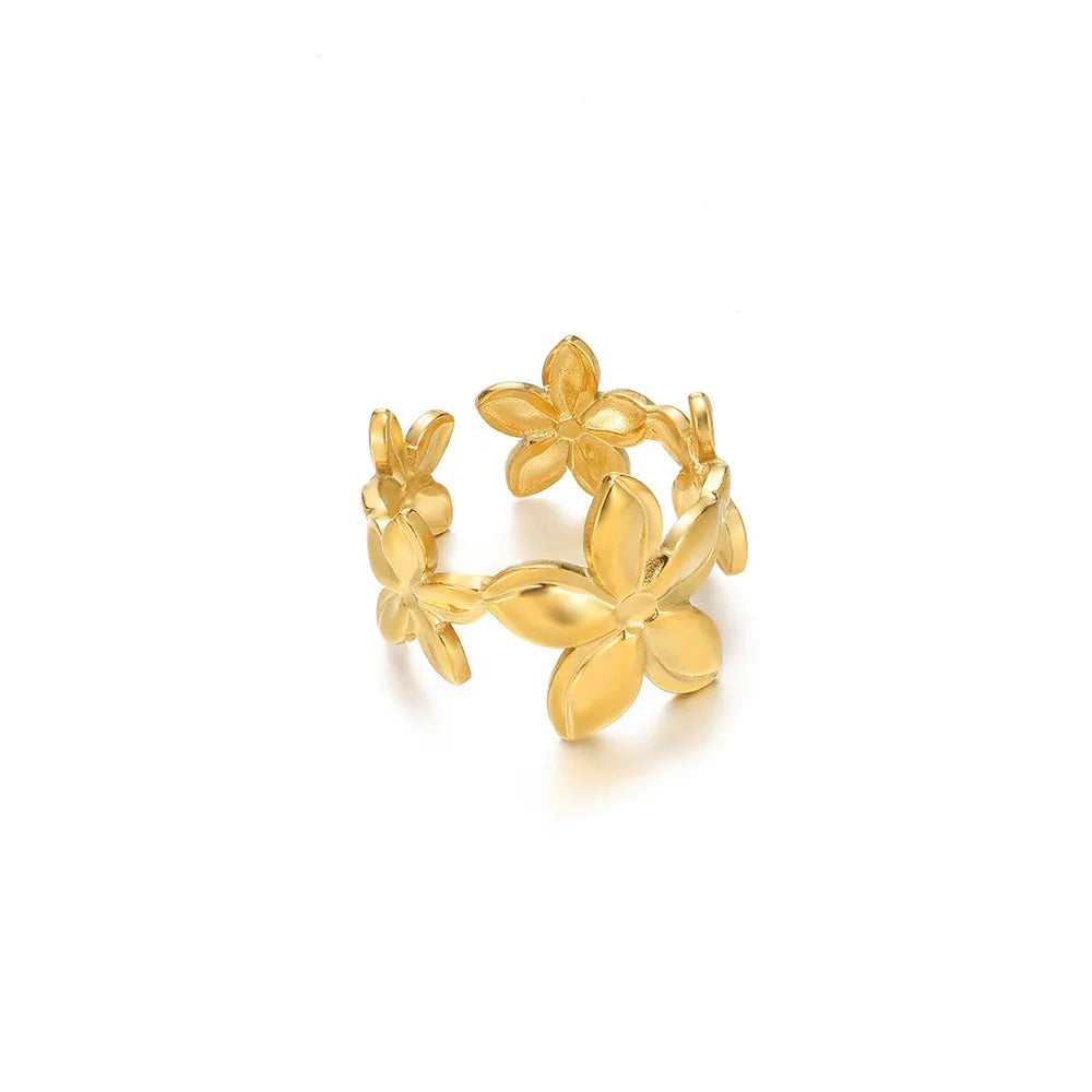 Anelli con fiori grandi esagerati in acciaio inossidabile per le donne Anello da dito con girasole color oro Regalo di gioielli estetici di moda femminile