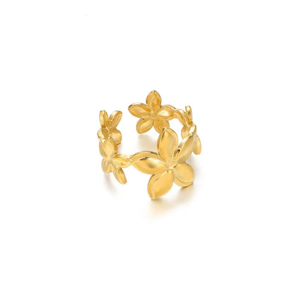 Anelli con fiori grandi esagerati in acciaio inossidabile per le donne Anello da dito con girasole color oro Regalo di gioielli estetici di moda femminile