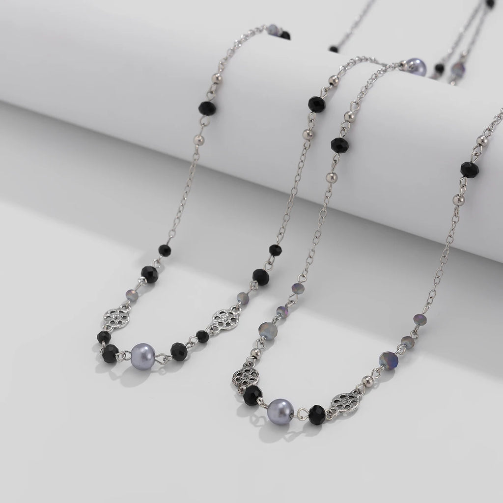 Ingemark 2 Pz/set Temperamento Imitazione Perla Collana a Catena Lunga per le Donne Dichiarazione di Moda Goth Sweather Collegamento al Collo Gioielli