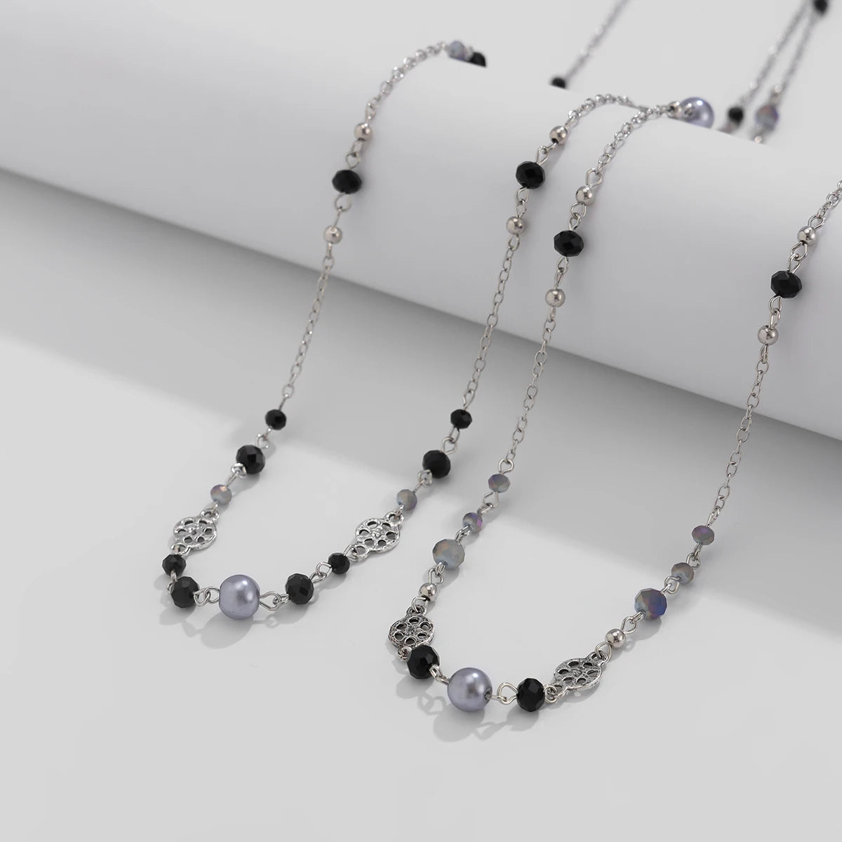 Ingemark 2 Pz/set Temperamento Imitazione Perla Collana a Catena Lunga per le Donne Dichiarazione di Moda Goth Sweather Collegamento al Collo Gioielli