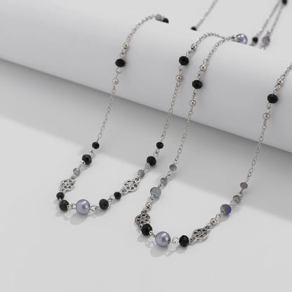 Ingemark 2 Pz/set Temperamento Imitazione Perla Collana a Catena Lunga per le Donne Dichiarazione di Moda Goth Sweather Collegamento al Collo Gioielli
