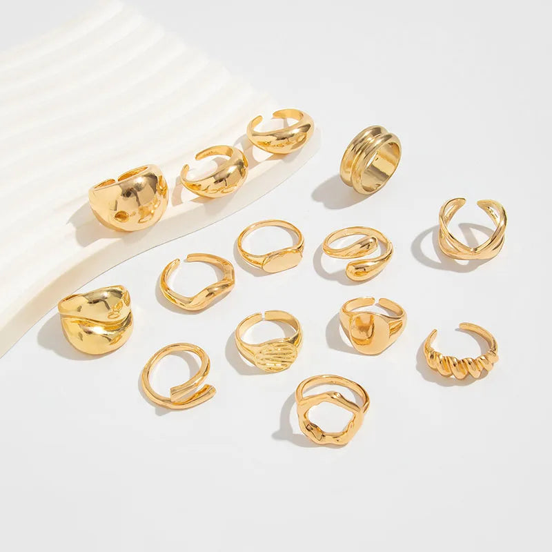 Anelli di metallo vintage di moda per le donne Regalo Punk Hip Hop Oro Argento Colore Irregolare Knuckle Joint Ring 14 pezzi / set