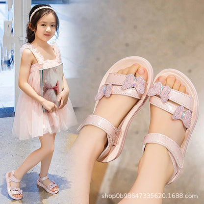 Mädchen-Sommersandalen Bunte Schleifensandalen für Kinder Rutschfeste Schuhe Mädchenschuhe verschleißfeste weiche Sohle Kostenloser Versand
