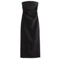 HXAO 2025 Abiti senza spalline da donna Estate Off White Nero Abito bianco Midi Increspato con spalle scoperte Abito senza schienale Abiti da ballo 066