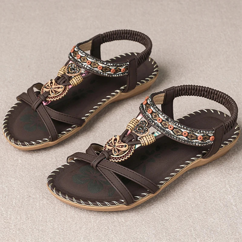 Sandali da donna Sandali estivi stile Boemia Donna Fondo morbido Sandali con tacco basso Scarpe da donna Scarpe antiscivolo Calzature estive