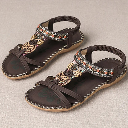 Sandali da donna Sandali estivi stile Boemia Donna Fondo morbido Sandali con tacco basso Scarpe da donna Scarpe antiscivolo Calzature estive