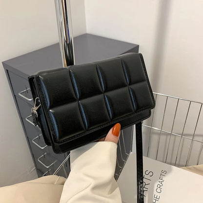 Nuove borse a tracolla moda tinta unita borsa a tracolla da viaggio femminile plaid piccole borse a tracolla in pelle PU per donna