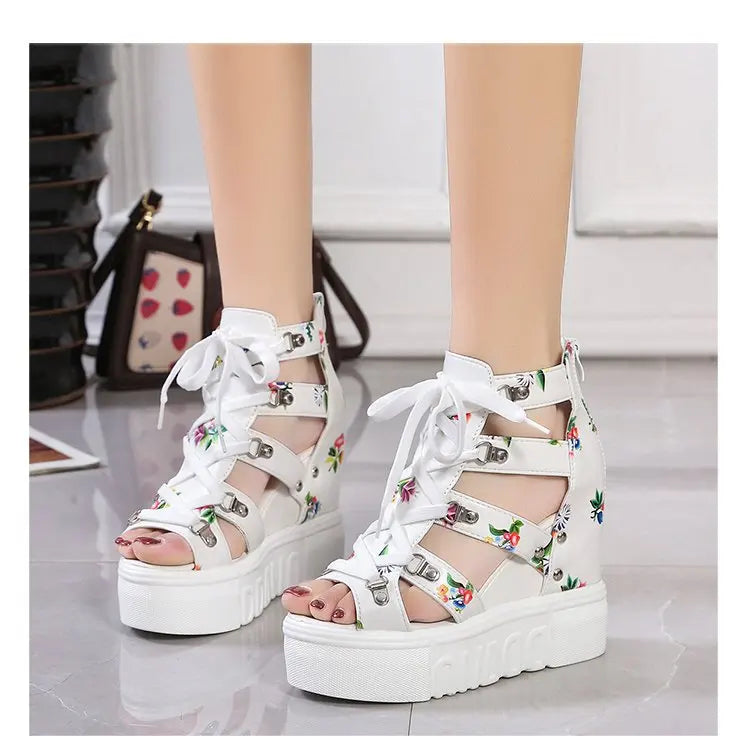 Women Shoes 2025 Summer Sandals 12cm Wedge Platform Open Toe Sandals Woman Rome High Heels Casual Shoes Lady Female Sandalias
