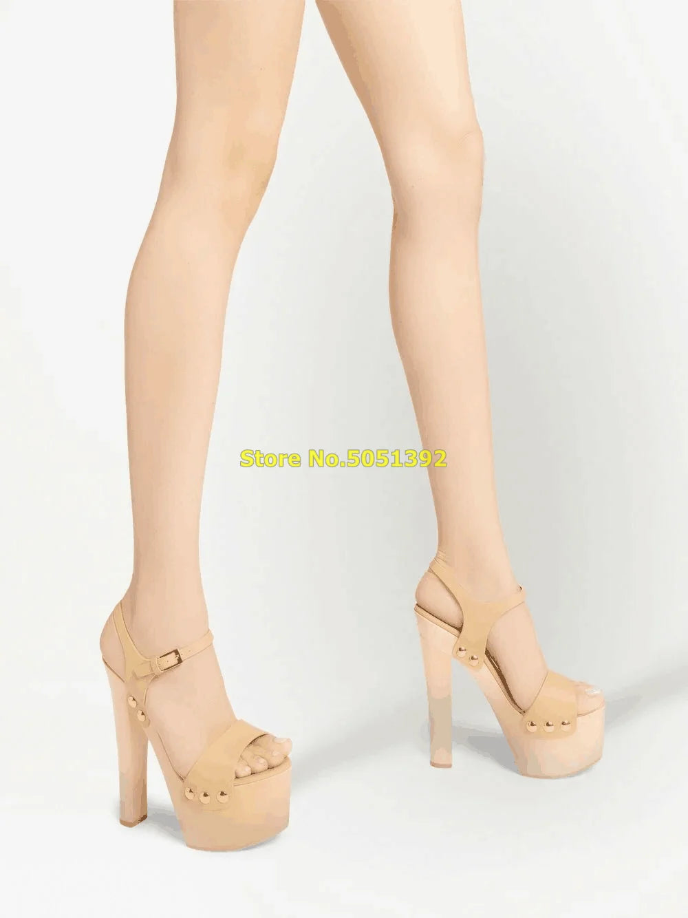 Sandali con tacco largo con plateau e tacco in legno, punta aperta, cinturino con fibbia alla caviglia, tacco super alto, sandali da donna alla moda, scarpe estive con punta aperta