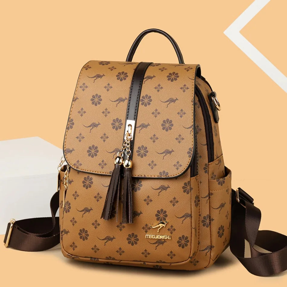Zaino da donna Designer borsa da donna in pelle di alta qualità stampa di moda di lusso borse da scuola con nappe zaini di grande capacità Sac