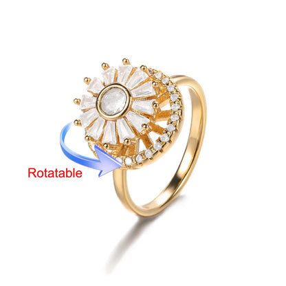 Anelli di ansia rotanti a quattro trifogli per le donne Anello nuziale regolabile in acciaio inossidabile color oro Anelli regalo di gioielli estetici