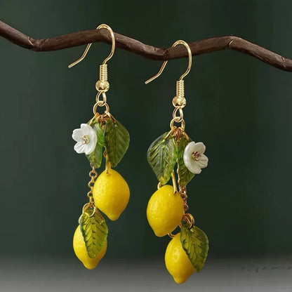Boucles d'oreilles citron personnalisées avec long pompon, boucles d'oreilles pendantes fruits d'été, bijoux bohèmes polyvalents, cadeau pour femme