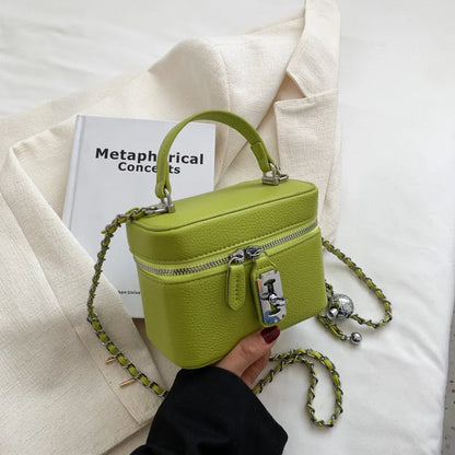 Borse Quadrate da Donna Estate 2026, Borse a Tracolla con Catene alla Moda, Borsa a Spalla in PU Texturizzato, Elegante Mini Borsa Chic per Cellulare