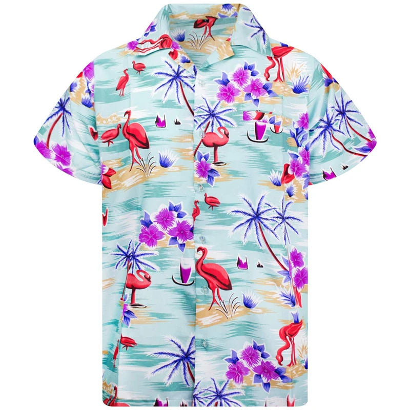 Camicia da uomo con risvolto estivo a maniche corte motivo hawaiano personalizzato stampa 3D lavoro casual quotidiano vacanza design confortevole