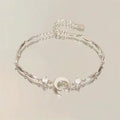 Braccialetti con fiori di ciliegio in cristallo rosa brillante per donne e ragazze, braccialetto con fiore a luna dolce e zirconi, gioielli estetici da festa
