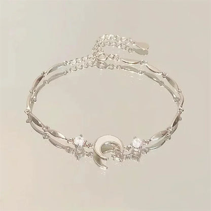 Braccialetti con fiori di ciliegio in cristallo rosa brillante per donne e ragazze, braccialetto con fiore a luna dolce e zirconi, gioielli estetici da festa