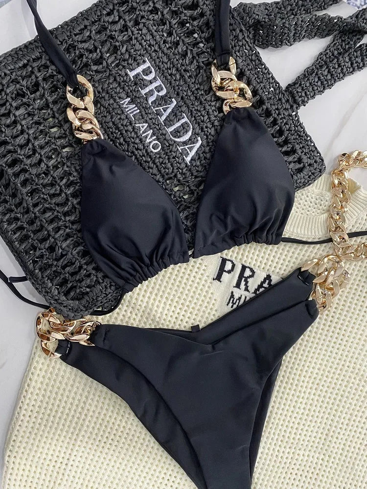2025 New Sexy Bikini New Triangle Bathing Suit for Women Brazilian  Bikini Set 2-piece Halter Swimwear Push Up Swimsuit