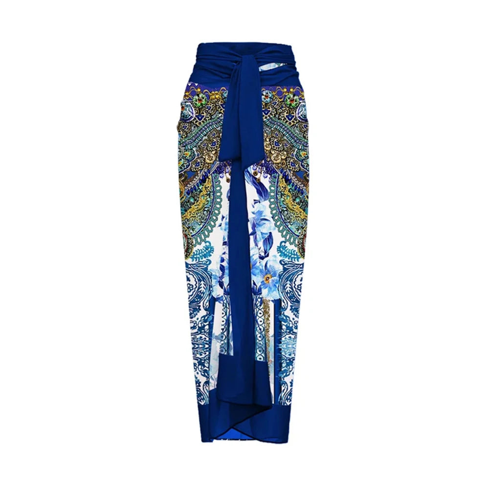 Nuovo Abito da Spiaggia Sexy con Stampa Retrò 2026, Copricostume Lungo, Gonna per Feste, Costume da Bagno, Abbigliamento da Spiaggia